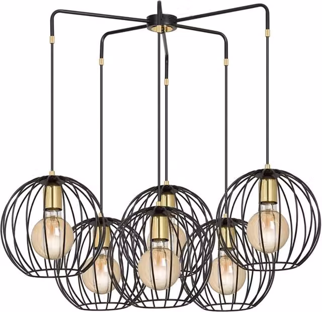 Lampadario Contemporaneo Omoikane Acciaio Nero 6 Luci E27 Ip20