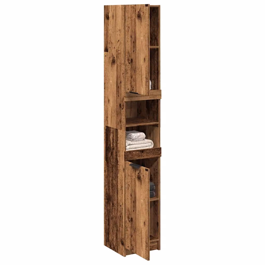 Armadietto da bagno moderno vidaXL in legno marrone con ante a battente e ripiani interni, L: 32 cm, P: 34 cm, H: 188,5 cm
