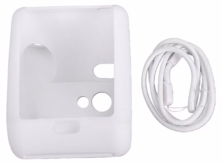 Custodia protettiva per fotocamera istantanea Polaroid Go, in silicone, antigraffio, con cinturino da polso, bianca