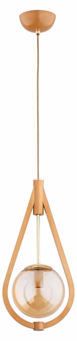 Lampada a sospensione GOTA in legno chiaro, ambra e oro, 1xE14x10W, legno, dimensioni: 100x15x21 cm, IP20, Alfa
