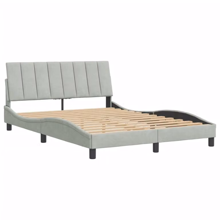 Giroletto senza Materasso Hanko Grigio Chiaro 120x200 cm Velluto