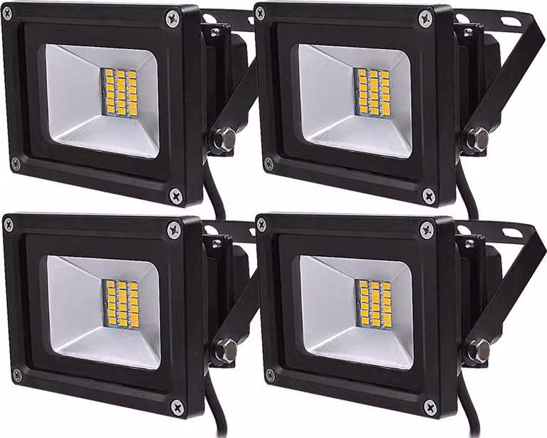 Greenmigo, set da 4 faretti LED SMD da 20 W per esterni, faretti, proiettori, illuminazione ad ampio raggio, impermeabili IP65, bianco caldo, 85-265 V