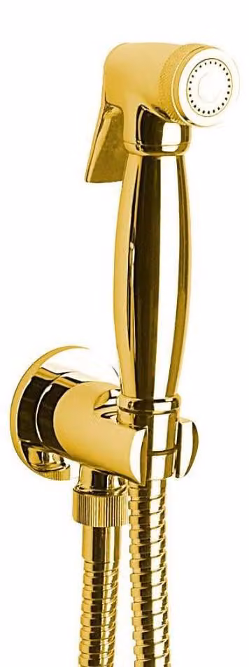 Doccia bidet, stile retrò, tubo flessibile e supporto doccia con attacco doccia, oro