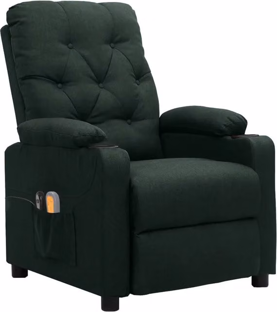 Poltrona Massaggiante Elettrica Relax vidaXL in Tessuto Verde con Braccioli L: 78,5 cm, P: 93,0 cm, H: 76,5 cm – 1