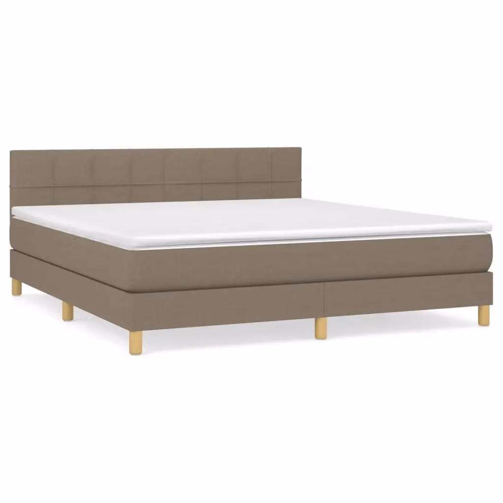 Letto Ibrido vidaXL con Giroletto a Molle e Materasso in Tessuto Beige e Bianco L/P: 160 x 200 cm – 2
