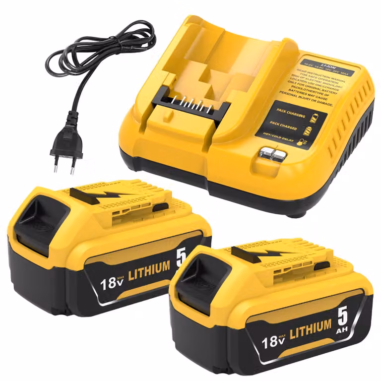 Confezione da 2 batterie da 18 V e 5,0 Ah + caricabatterie da 3 A