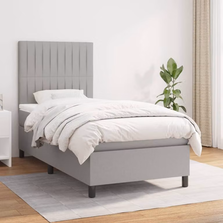 Maison Exclusive - Giroletto a Molle con Materasso Grigio Chiaro 90x200 cm Tessuto