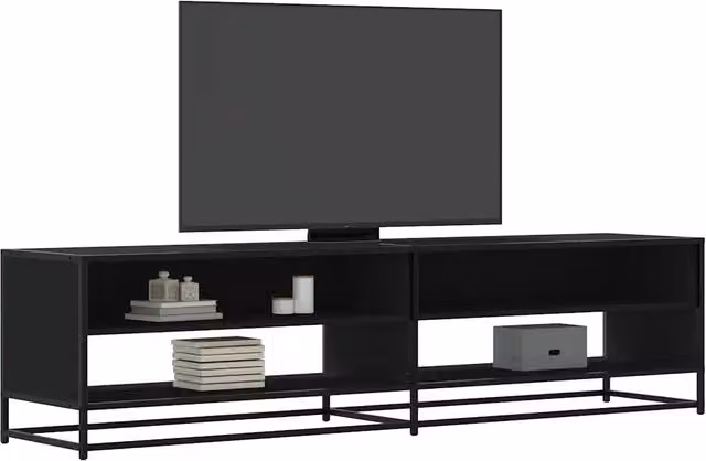 Mobile Porta TV Industrial vidaXL Nero in Legno e Metallo L: 180,5 cm, P: 40 cm, H: 46 cm