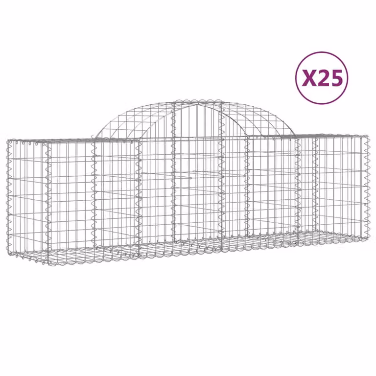 Cesti Gabbioni ad Arco 25 pz 200x50x60/80 cm Ferro Zincato