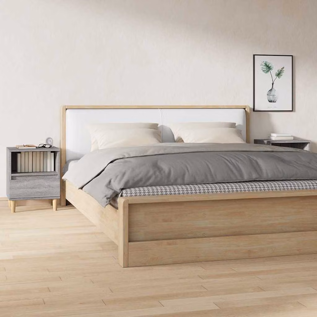 Set di 2 comodini vidaXL in legno e MDF, colore grigio, L 40 cm x P 35 cm x H 50 cm