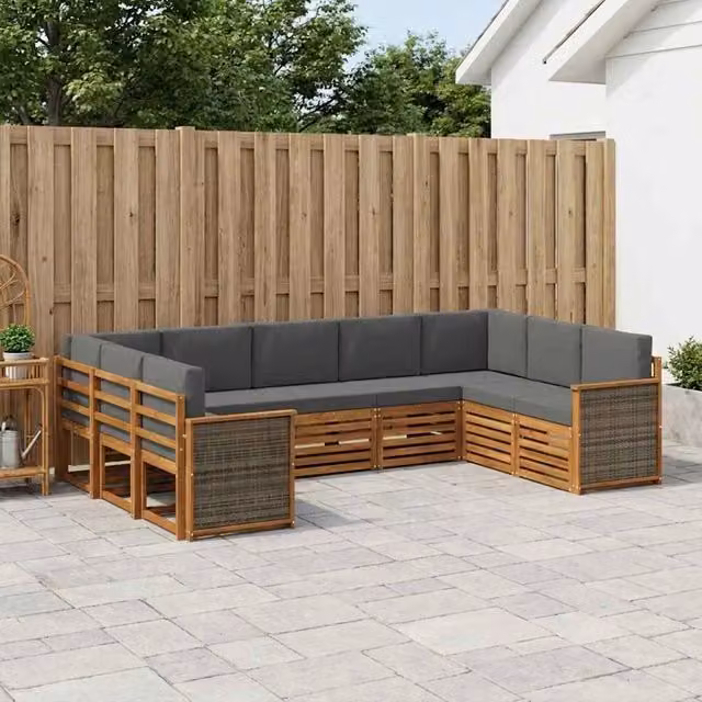 Set di divani da esterno 7 pz Naturale e Antracite 3384828