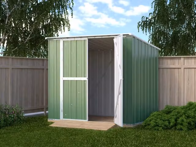 Box in Acciaio Zincato Casetta da Giardino in Lamiera 2.31 x 1.75 m x h2.02 m - 81 KG – 4.04 metri quadri - VERDE