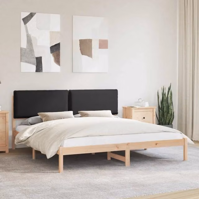 Letto con testiera rivestita nero vidaXL L: 180 cm, P: 200 cm, H: 87 cm