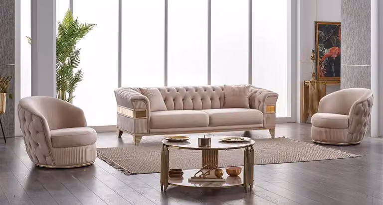 Wohnzimmer Sofagarnitur 3tlg Design Luxus Polstermöbel 3+1+1 Sitzer