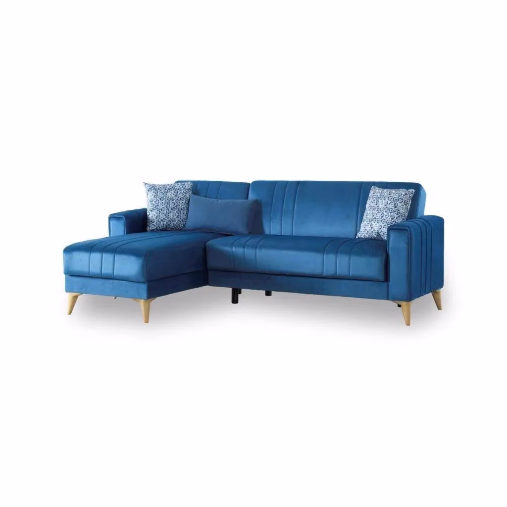 Aronix Divano Letto con Penisola Contenitore Blu L/P/H: 225 x 151 cm – 2