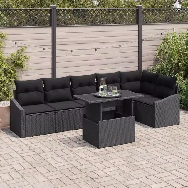 Set Divano da Giardino 7 pz Nero 3357756