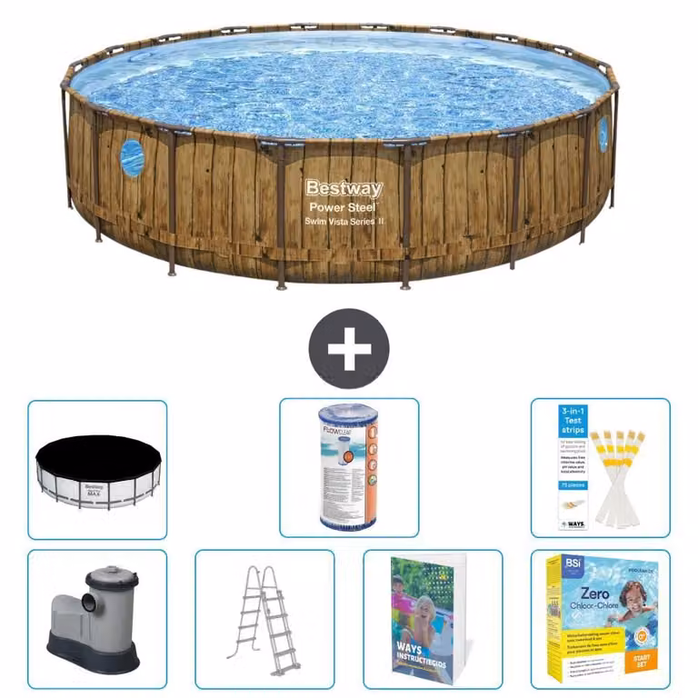 Bestway Power Steel, piscina rotonda - 549x122 cm - composta da 6 parti, modello S572