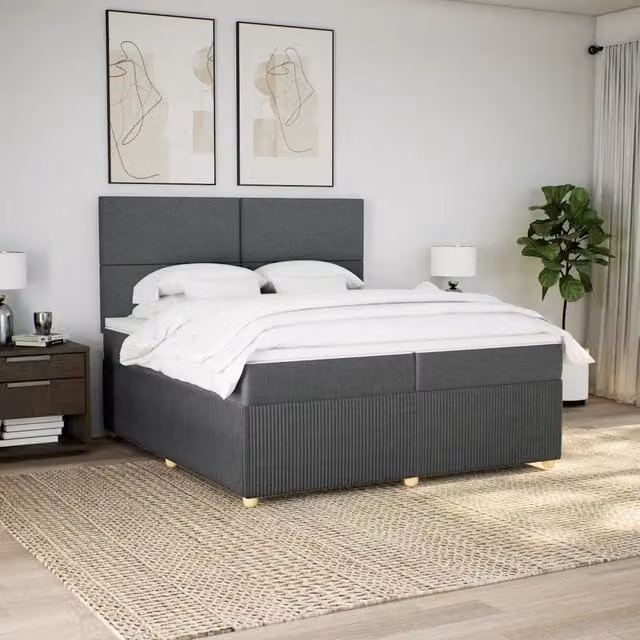 Letto Ibrido Moderno vidaXL con Materasso Grigio e Bianco L/P: 200 x 200 cm – 1