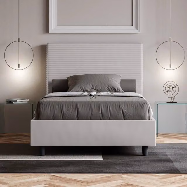 Letto imbottito Ityhome Focus in similpelle bianco con rete L: 125 cm, P: 230 cm, H: 122 cm