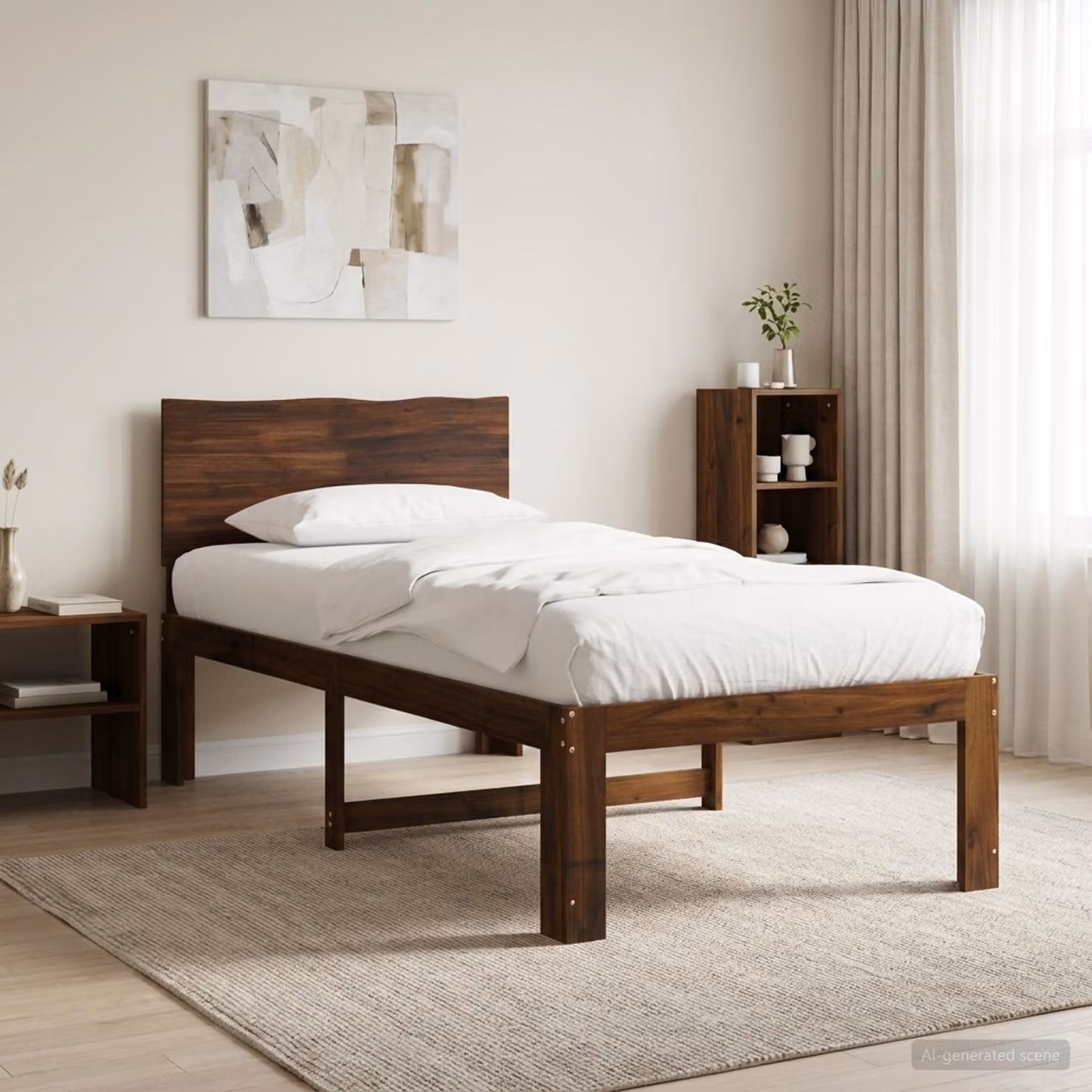 Letto Singolo con Testiera vidaXL ROSTOCK in Legno di Acacia Marrone Scuro L: 75 cm, P: 190 cm, H: 91 cm