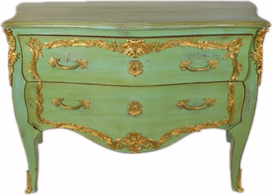 Comò Casa Padrino in stile barocco, verde, 130 x 65 x 90 cm - Comò realizzato a mano in legno massello