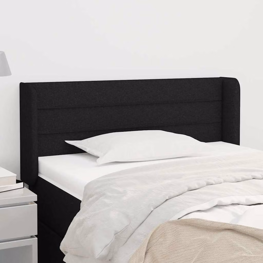 Testiera ad orecchio vidaXL in tessuto nero con struttura in legno L: 83 cm, P: 16 cm, H: 78-88 cm