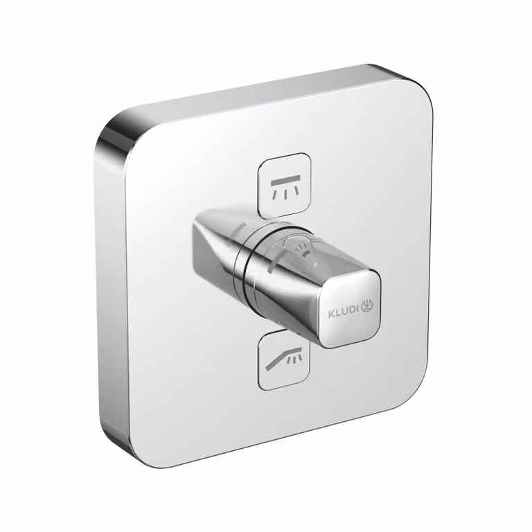 KLUDI PUSH, robinetterie encastrée, avec bouton-poussoir pour la commande de deux consommateurs, chrome, 387110538, 387110538