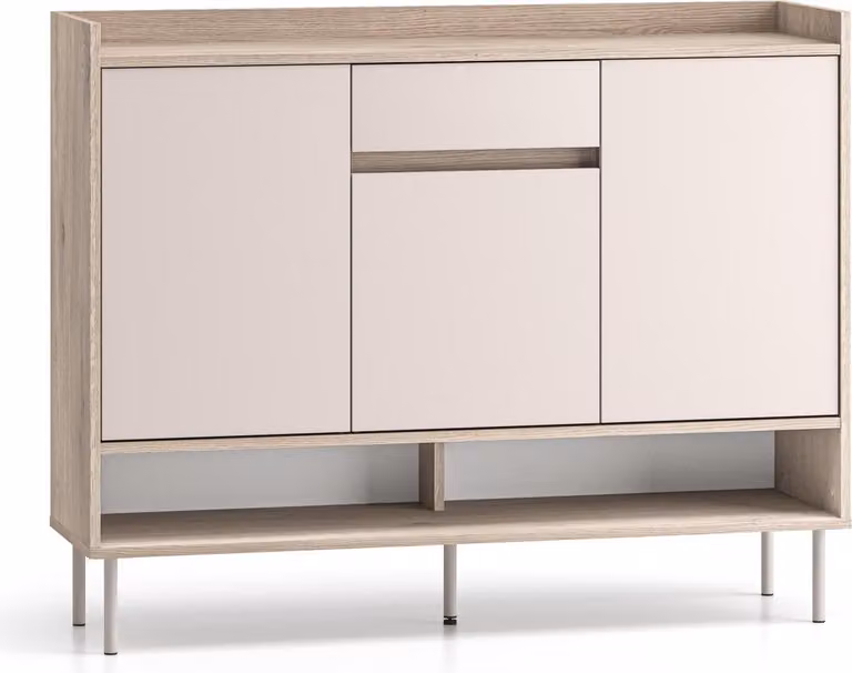FURNLUX Credenza Voco Rovere e Beige 120cm / Colore principale: Beige / Dimensioni: 120 x 95 x 34 cm