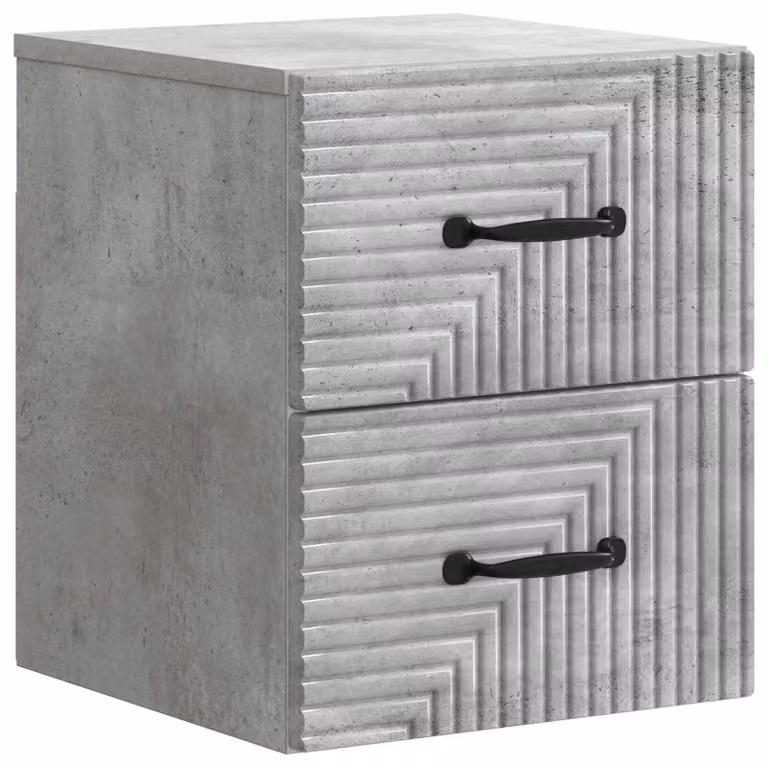 Mobiletto da notte a muro Grigio Cemento 34,5 x 33 x 40 cm
