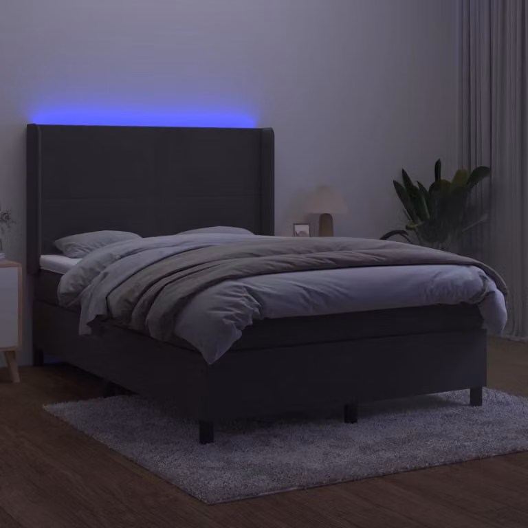 Maison Exclusive - Letto a Molle con Materasso e LED Grigio Scuro 140x190 cm