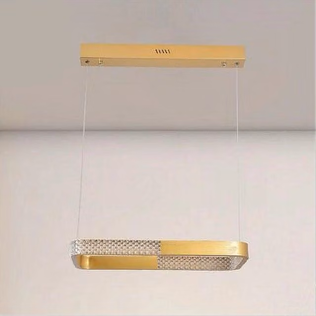Lampadario a sospensione LED Trade Shop Traesio rettangolare oro e cristallo con telecomando, regolabile e dimmerabile, 28W