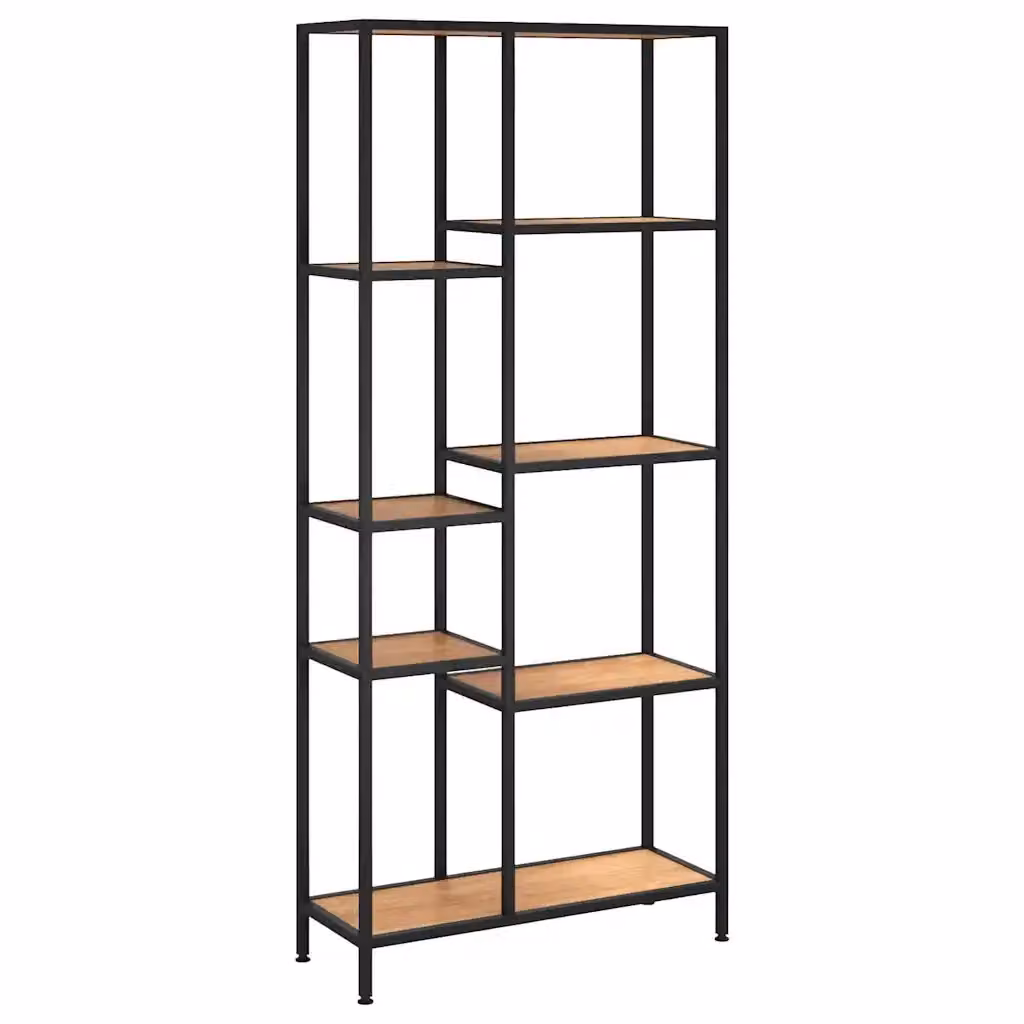 Scaffale per Libri vidaXL in Metallo e Legno Stile Industrial, L 80 cm x P 30 cm x H 180 cm, Nero e Marrone – 2