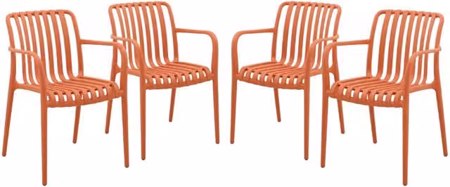 Set 4 poltrone da giardino in plastica, terracotta