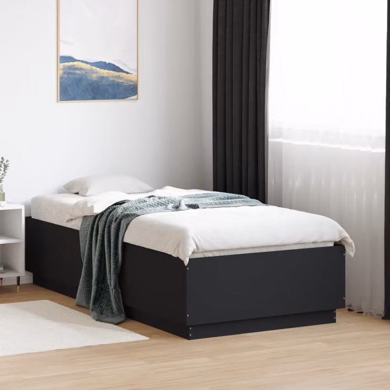 vidaXL Giroletto Moderno in Legno con Luci LED e Porte USB Nero L: 190 cm, P: 78 cm, H: 40 cm