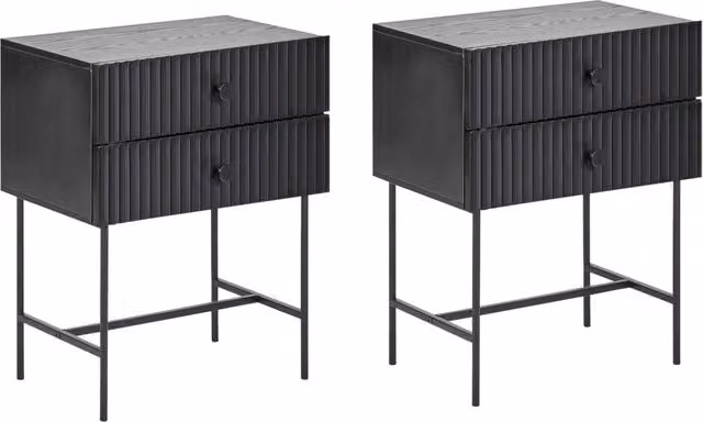 Set di 2 comodini moderni BELIANI in MDF nero opaco, mobili contenitori sospesi per camera da letto e soggiorno