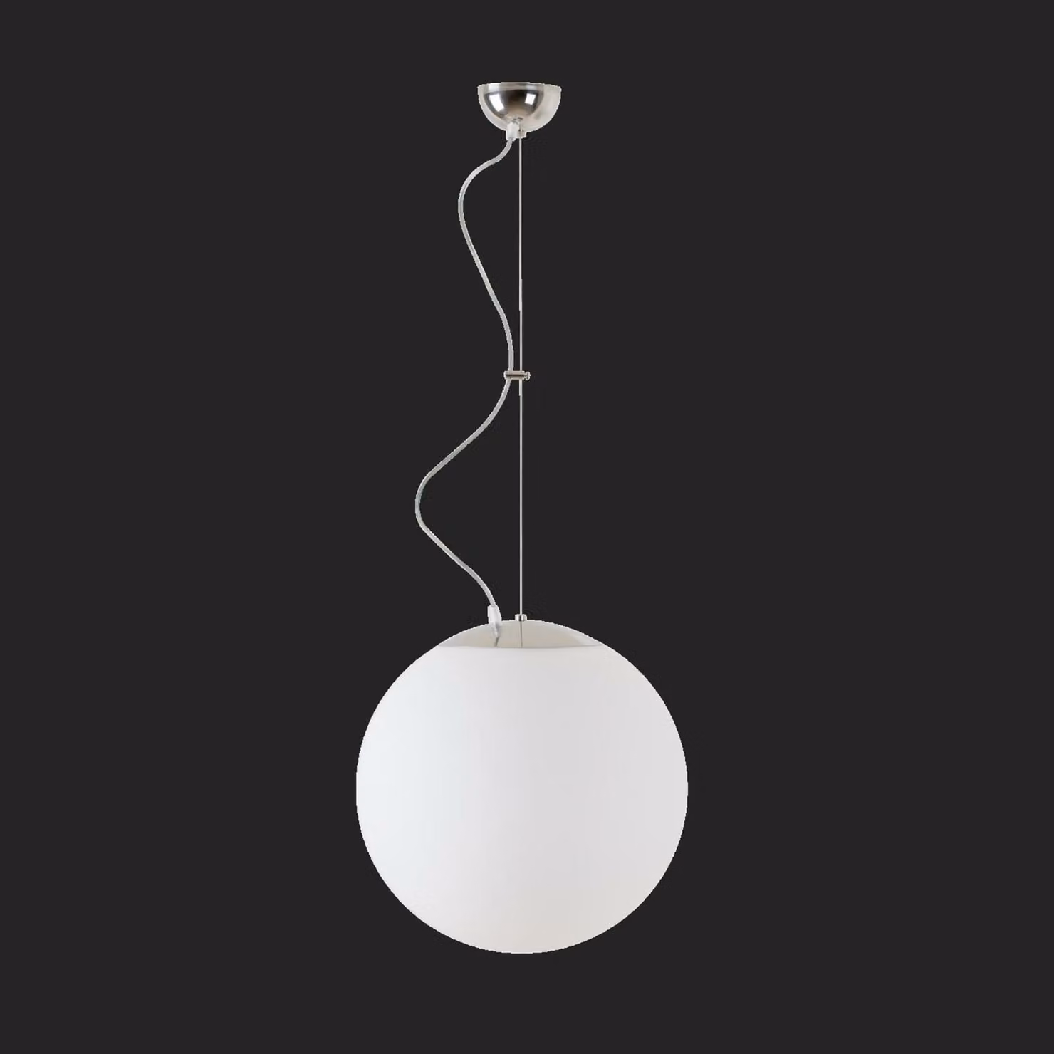 OSMONT ADR68836 ADRIA L3 apparecchio a sospensione in vetro acciaio inox lucido / bianco IP40 4000 K 27W LED combinazione di emergenza 1 h