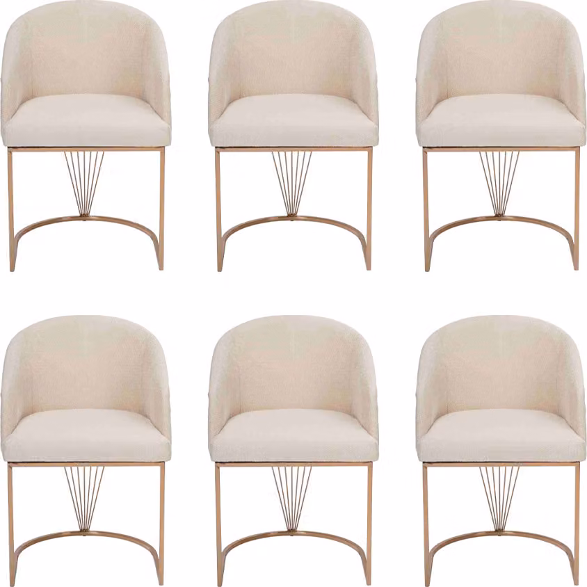 Gruppe Garnitur Stühle 6x Stuhl Set Textil Polster Sitz Edelstahl Esszimmer