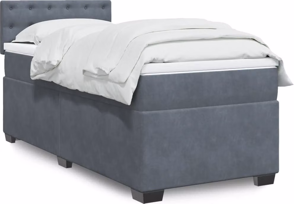Maison Exclusive - Giroletto a Molle con Materasso Grigio Scuro 80x200 cm Velluto