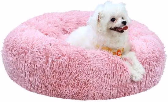 Cuscino rotondo in peluche per cani, lettino per gatti 70 cm rosa, lavabile, lettino per cani, fondo antiscivolo, cuscino per cani, lettino per cani piccolo-medio