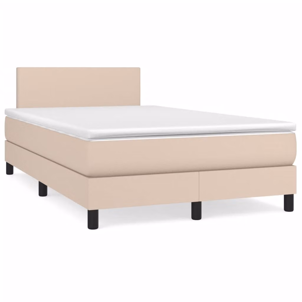 vidaXL Giroletto a Molle con Materasso in Similpelle Beige L/P: 120 x 200 cm