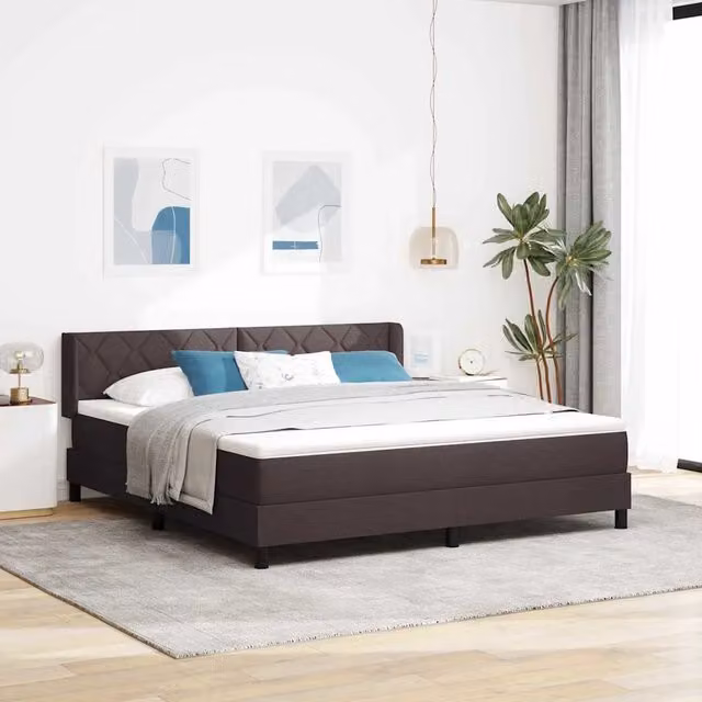 Letto a molle con testiera vidaXL in tessuto marrone L: 180 cm, P: 200 cm, H: 280 cm – 1