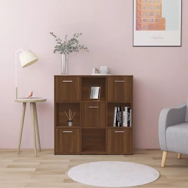 Libreria-Scaffale Design Mania in Legno Multistrato Marrone per Soggiorno L 90 cm x P 30 cm x H 90 cm – 1