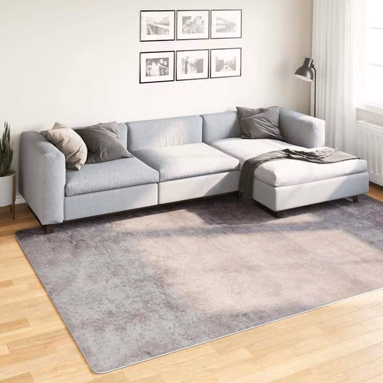 vidaXL Tappeto Lavabile Grigio in Poliestere, Assorbente e Moderno, L: 190 cm, P: 300 cm
