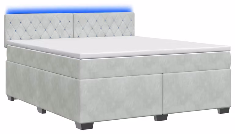Letto contenitore con rete e materasso, colore grigio chiaro, 140 x 200 cm, rivestito in velluto