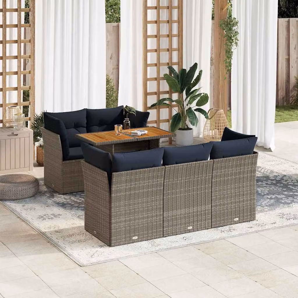 Maison Exclusive - Set Divano da Giardino 6 pz con Cuscini Grigio in Polyrattan