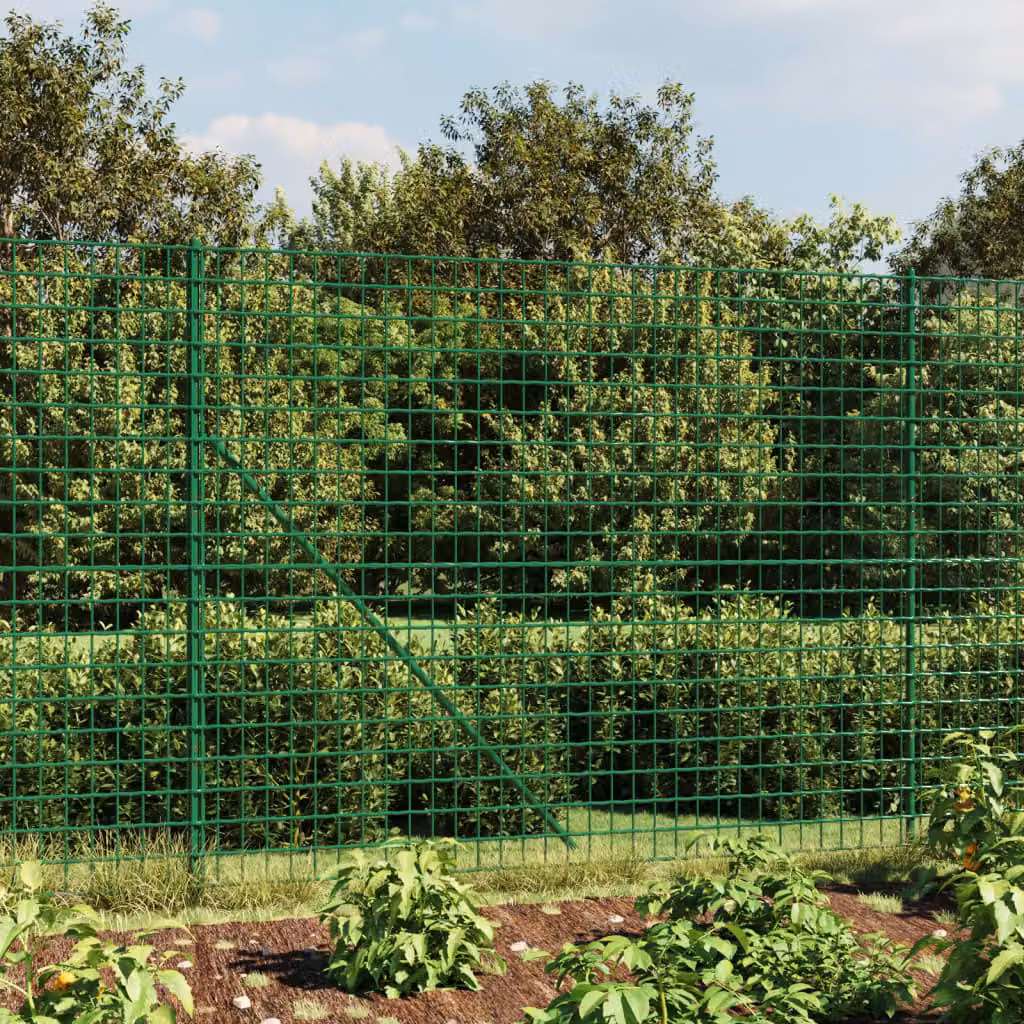 Recinzione Metallica con Flangia vidaXL in Acciaio Zincato Rivestito in PVC Verde L: 25 m, H: 1,4 m