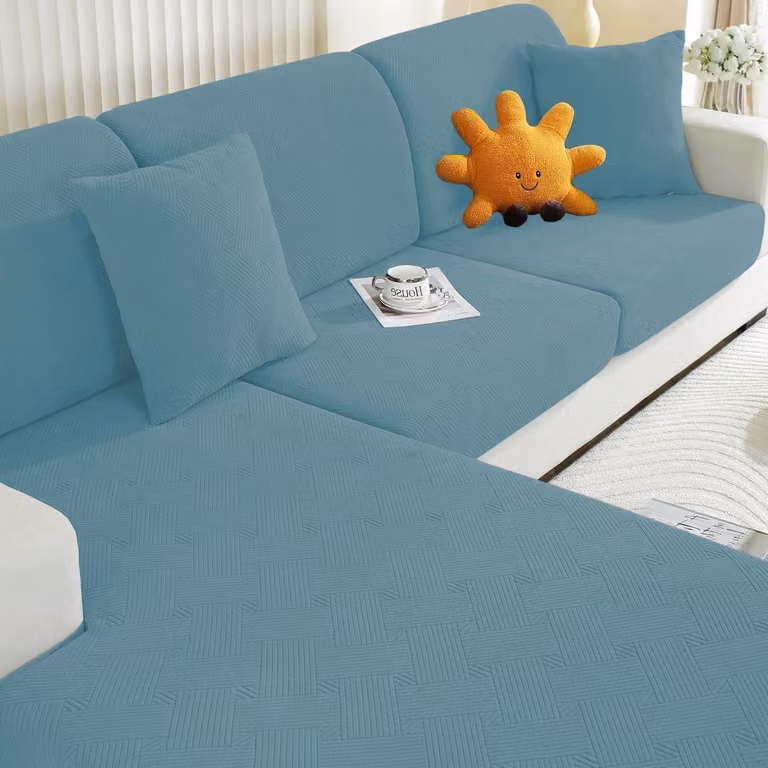 Copertura per cuscino da seduta, elasticizzata, azzurra chiara, per chaise longue, design geometrico, antiscivolo, facile da pulire