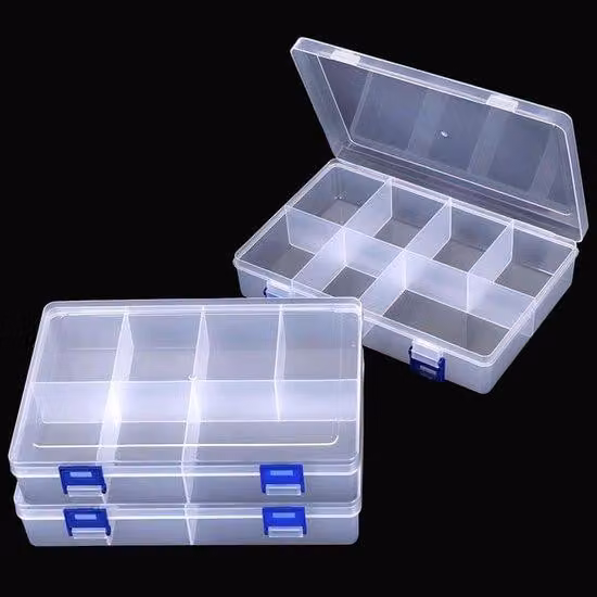 Contenitori trasparenti Ibzenoa® per gioielli e piccoli oggetti – Set da 3, in PP, 19,5 x 12,5 x 4,5 cm, 8 scomparti regolabili, chiusura a scatto doppia
