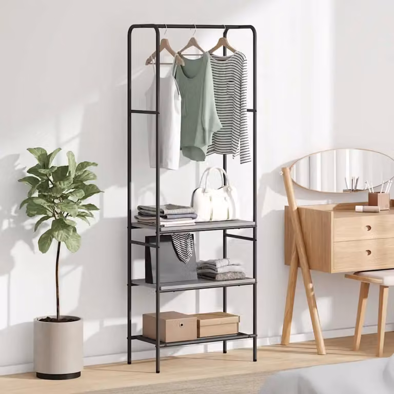 Stendibiancheria vidaXL in stile industriale, Grigio e Nero, L: 60 cm, P: 30 cm, H: 171 cm