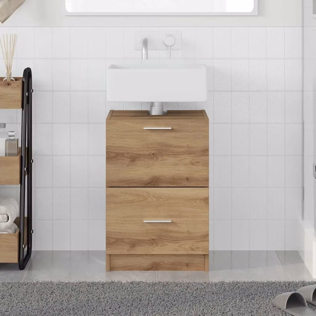 Mobile da bagno vidaXL in rovere con cassetti e ante, L/P/H: 40 x 37 x 59 cm